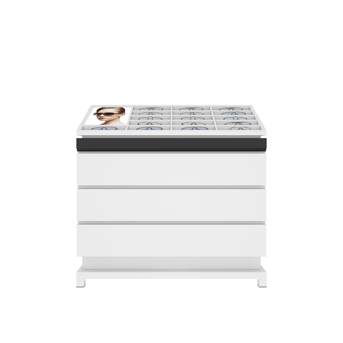 Detaljhandelsutstilling for optikerbutikk eller solbrillesamling