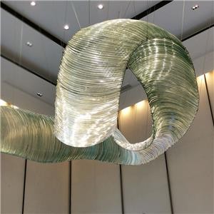 Green Gradient Large Glass Ribbon Custom Chandelier