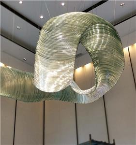 Green Gradient Large Glass Ribbon Custom Chandelier