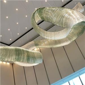 Green Gradient Large Glass Ribbon Custom Chandelier