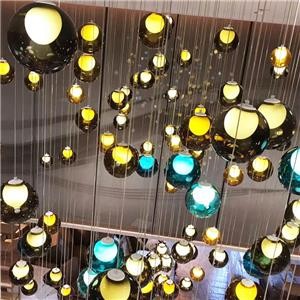 Colorful Murano Large Glass Ball Vertical Hanging Wire Custom Chandelier