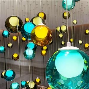 Colorful Murano Large Glass Ball Vertical Hanging Wire Custom Chandelier