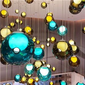 Colorful Murano Large Glass Ball Vertical Hanging Wire Custom Chandelier