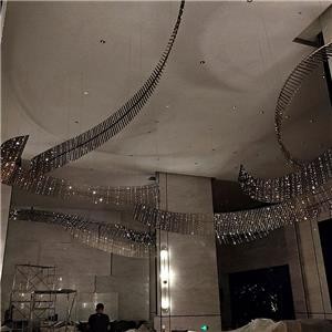 Creative Large Hanging Stainless Steel Installation Art With Lights Inside