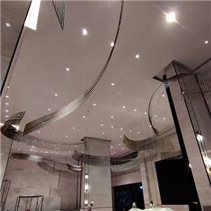 Creative Large Hanging Stainless Steel Installation Art With Lights Inside