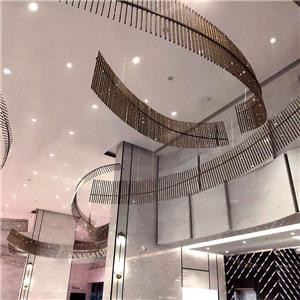 Creative Large Hanging Stainless Steel Installation Art With Lights Inside