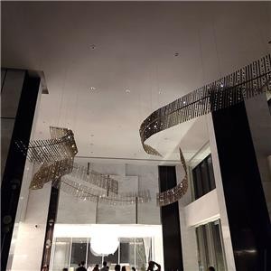 Creative Large Hanging Stainless Steel Installation Art With Lights Inside