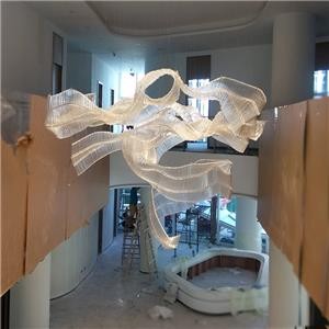 Oversize Size Lobby Glass Tube Ribbon Chandelier