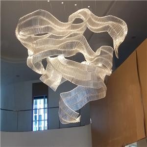 Oversize Size Lobby Glass Tube Ribbon Chandelier