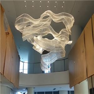 Oversize Size Lobby Glass Tube Ribbon Chandelier