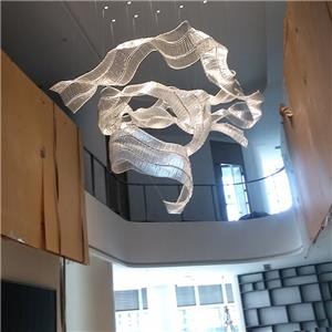 Oversize Size Lobby Glass Tube Ribbon Chandelier