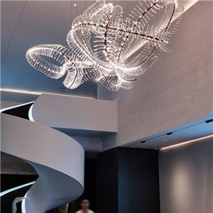 Customized Entrance Lobby Advanced Design Reversed Acrylic Chandeliers Wholesale With LED Lights