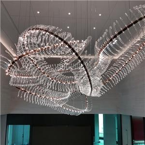 Customized Entrance Lobby Advanced Design Reversed Acrylic Chandeliers Wholesale With LED Lights