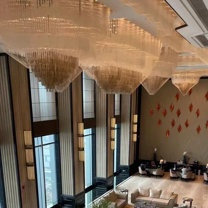 High Ceiling Crystal Chandeliers Ceiling Luxury Modern Chandelier Lamp Pendant for Dining Room
