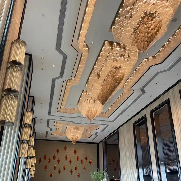 High Ceiling Crystal Chandeliers Ceiling Luxury Modern Chandelier Lamp Pendant for Dining Room