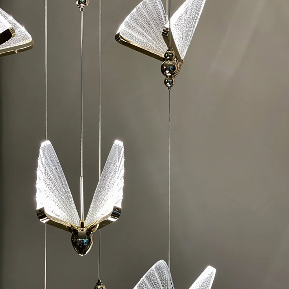 Fancy Hanging Staircase Butterfly Chandelier Modern with Metal