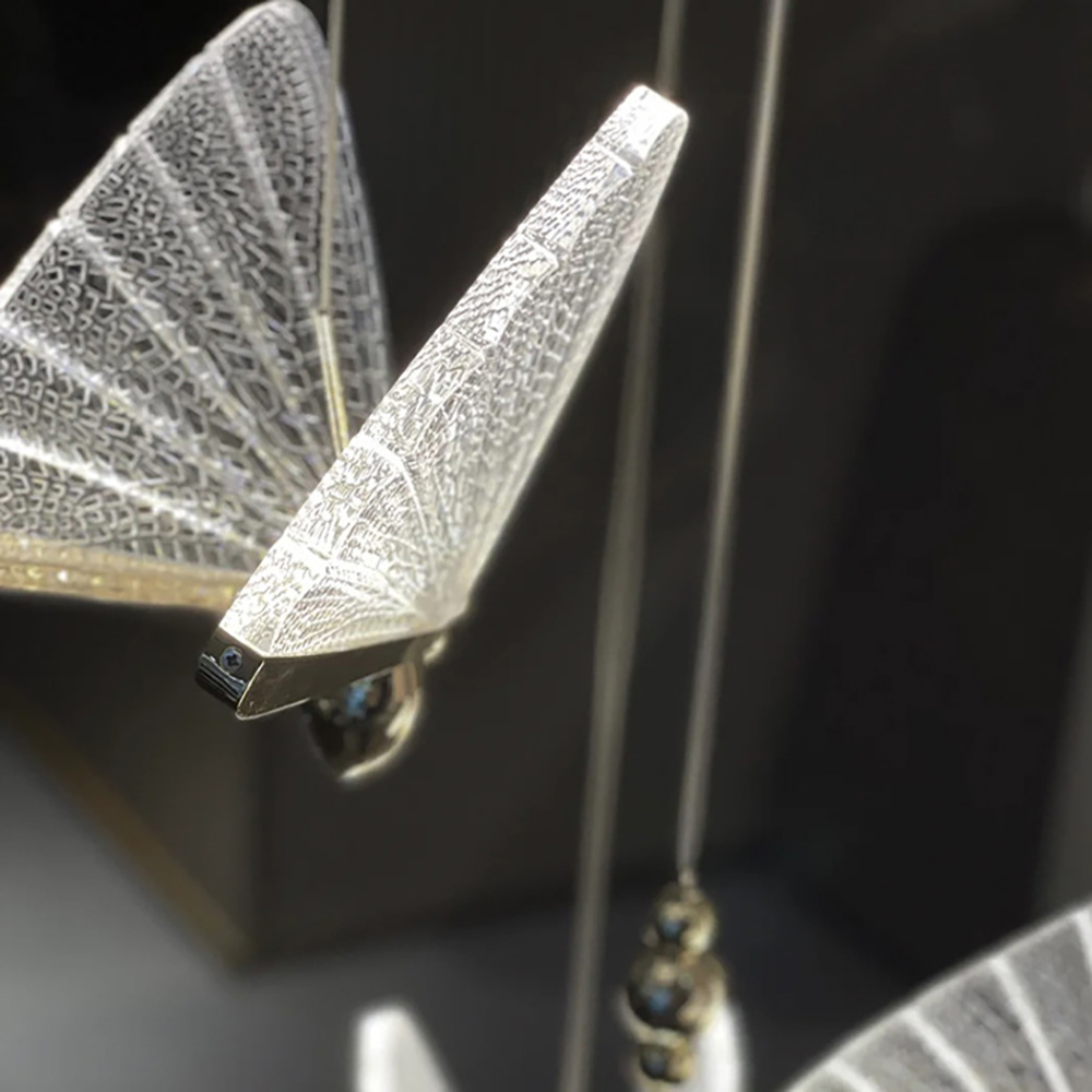 Fancy Hanging Staircase Butterfly Chandelier Modern with Metal