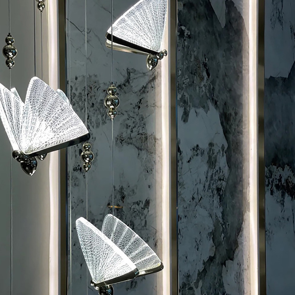 Fancy Hanging Staircase Butterfly Chandelier Modern with Metal