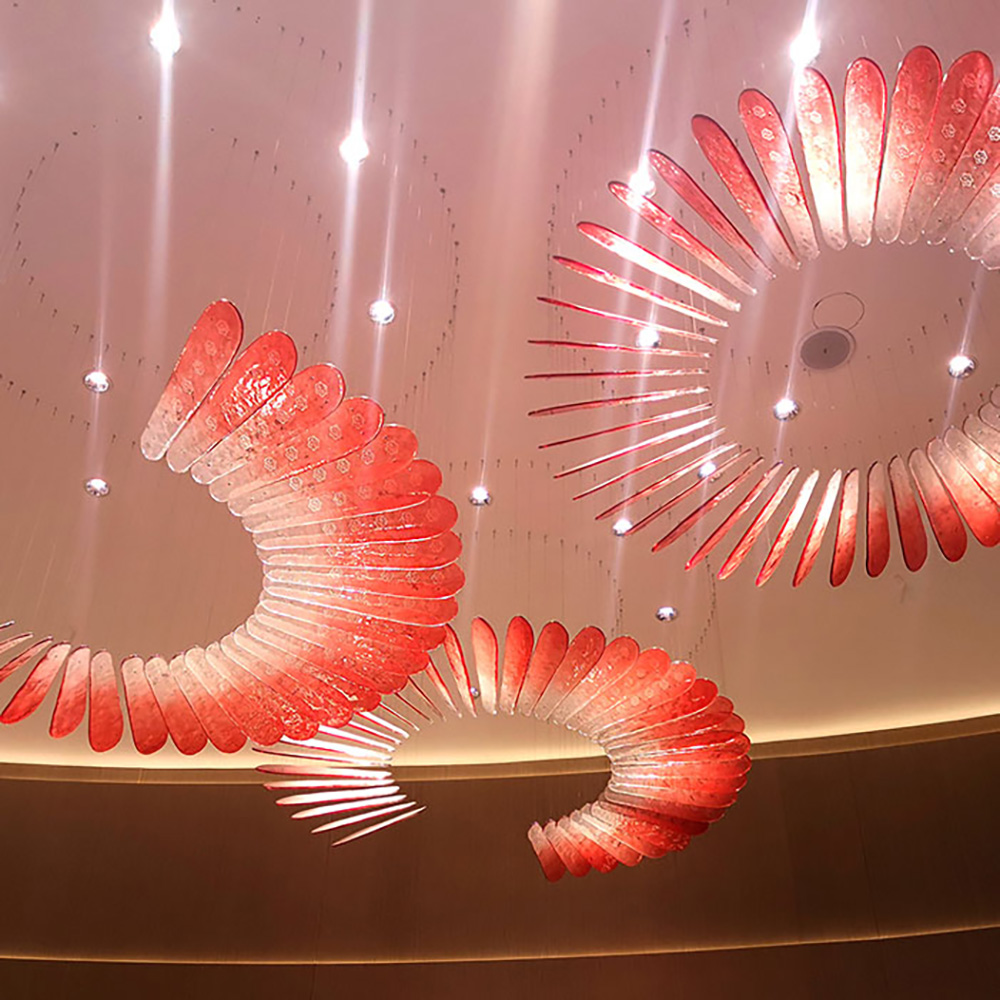Modern Style Flower Murano Glass New Design Hanging Chandelier Red