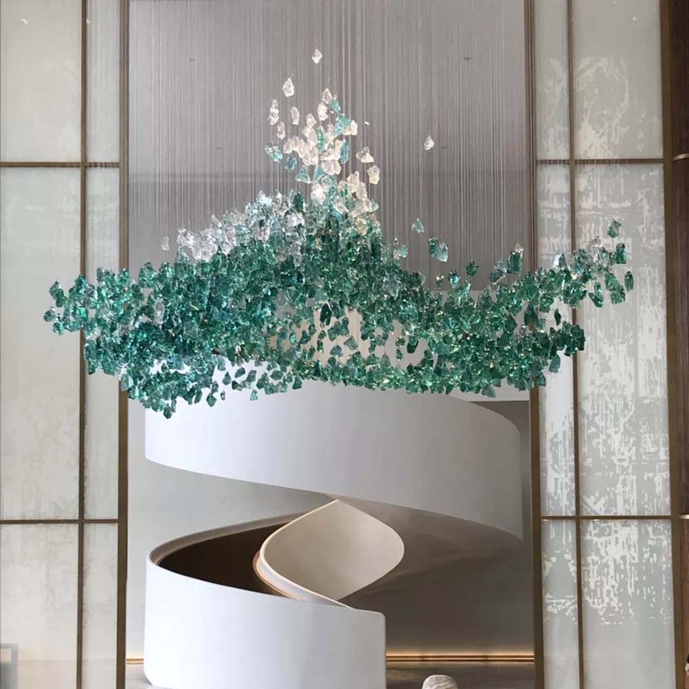 Colored Murano Glass Hanging Drop Luxury Entrance Ceiling Chandelier for Home