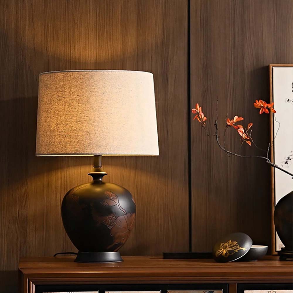 Chinese retro ceramic designer table lamp hotel home bedroom bedside lamp