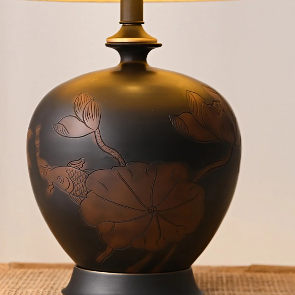 Chinese retro ceramic designer table lamp hotel home bedroom bedside lamp