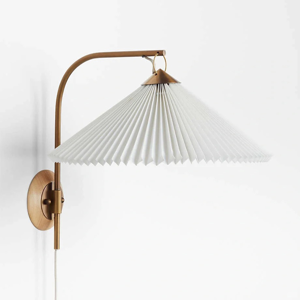 Retro Nordic pleated lampshade wall lamp hotel bedroom wall lamp