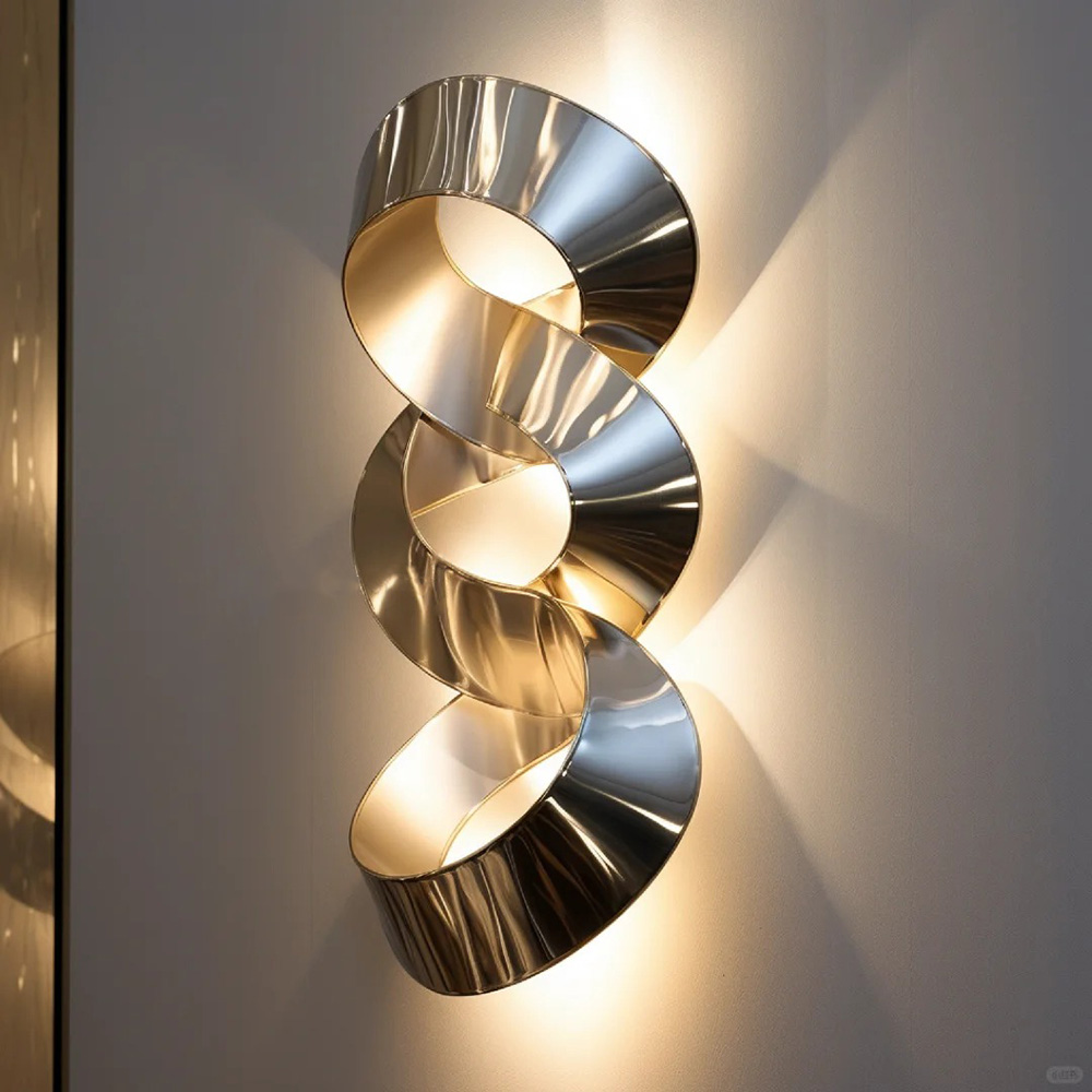Stainless steel ring design wall lamp hotel villa decorative wall lamp