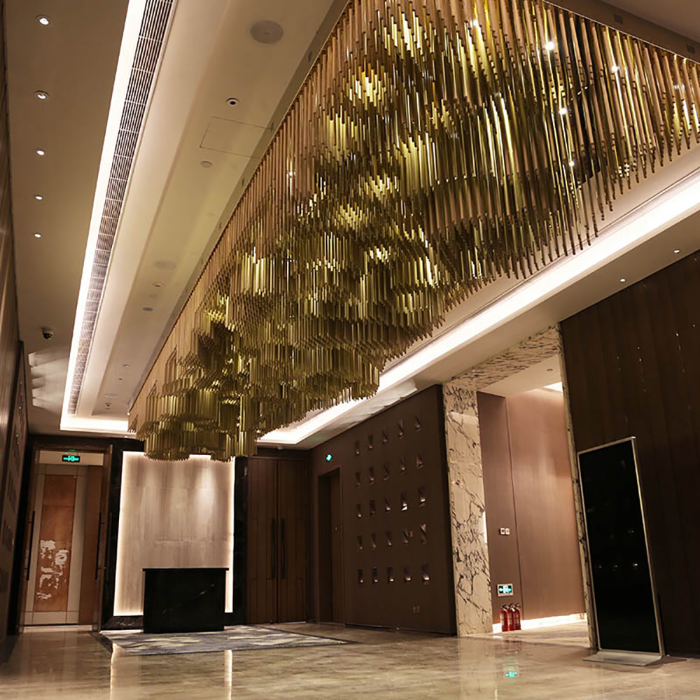 Large modern style hotel restaurant stainless steel glass custom chandelier
