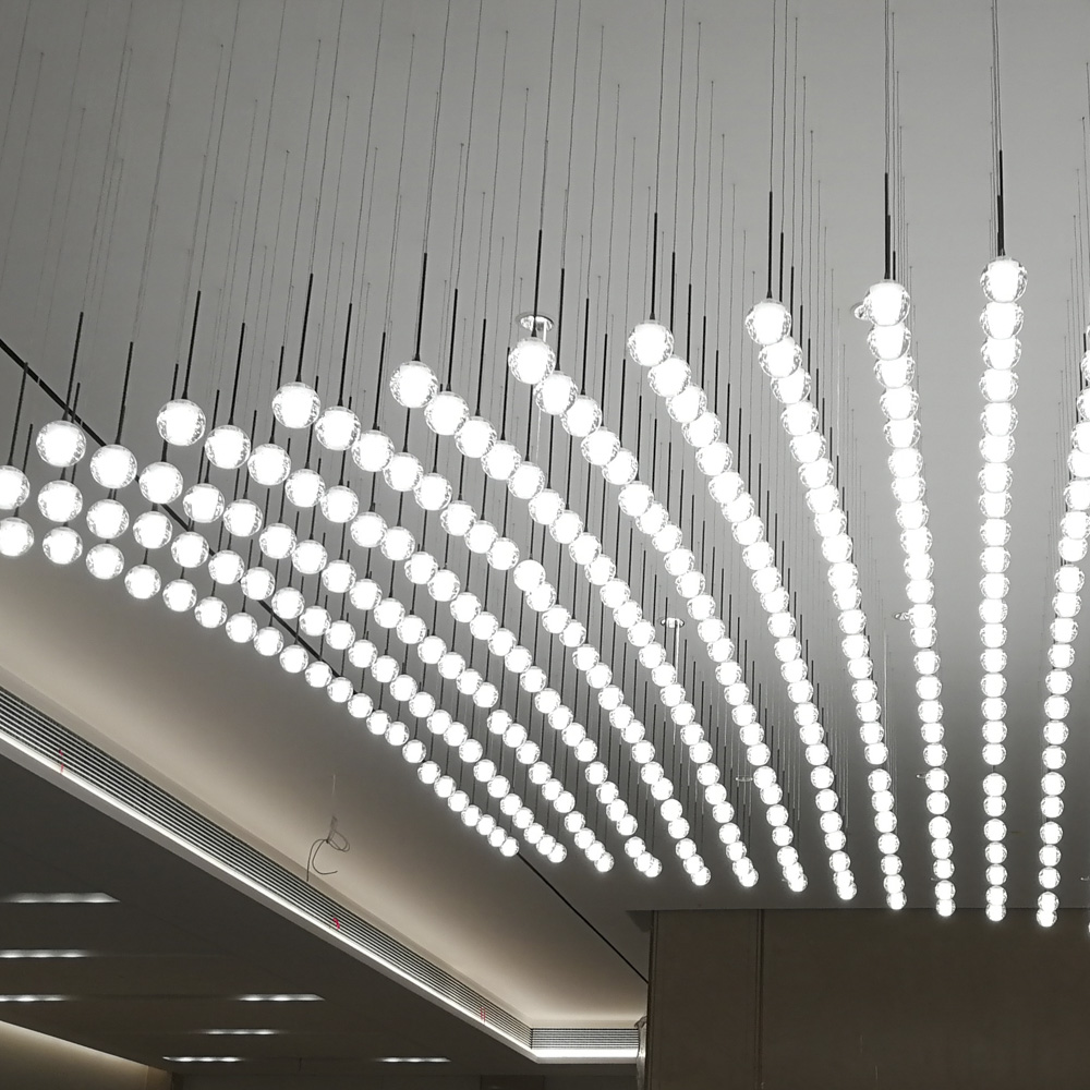 Large hotel lobby white glass crystal custom spherical chandelier