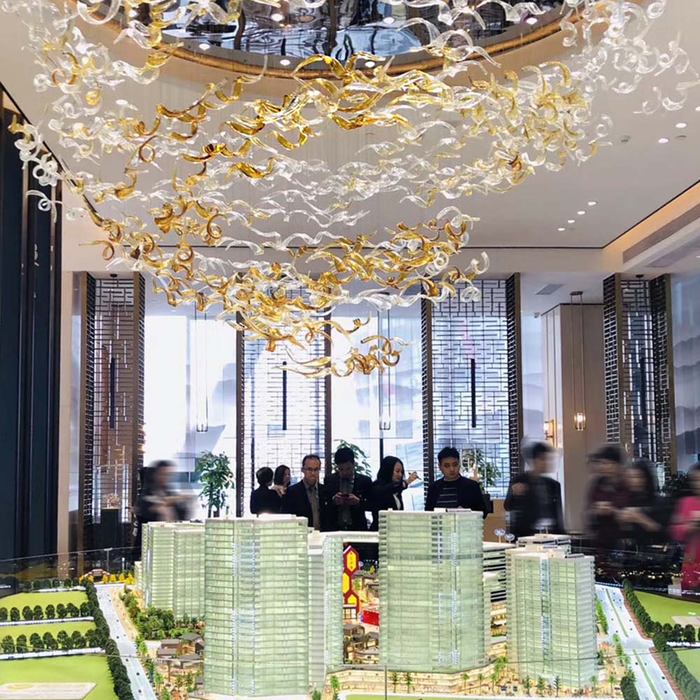 Hotel project color modern style project Murano glass large chandelier