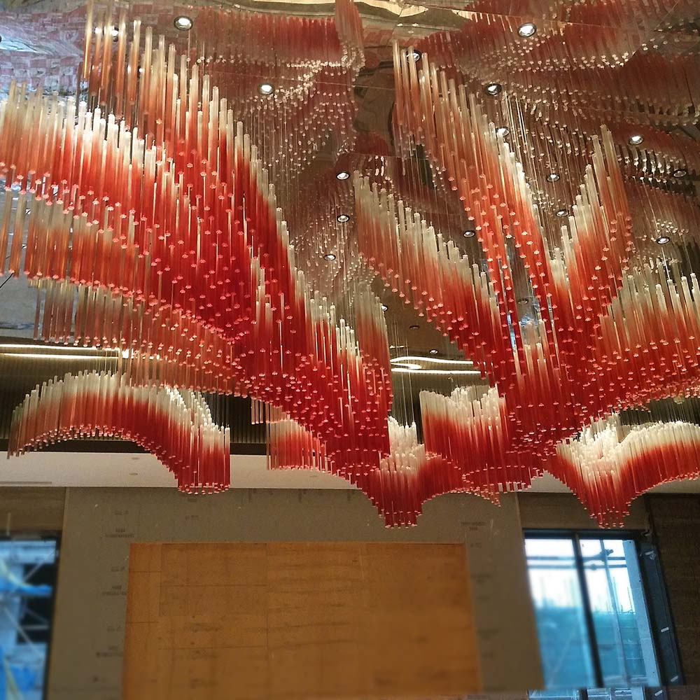 Wedding Hall High-End Custom Glass Art Installation Lighting