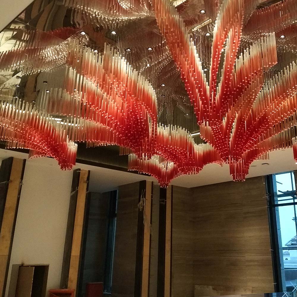 Wedding Hall High-End Custom Glass Art Installation Lighting