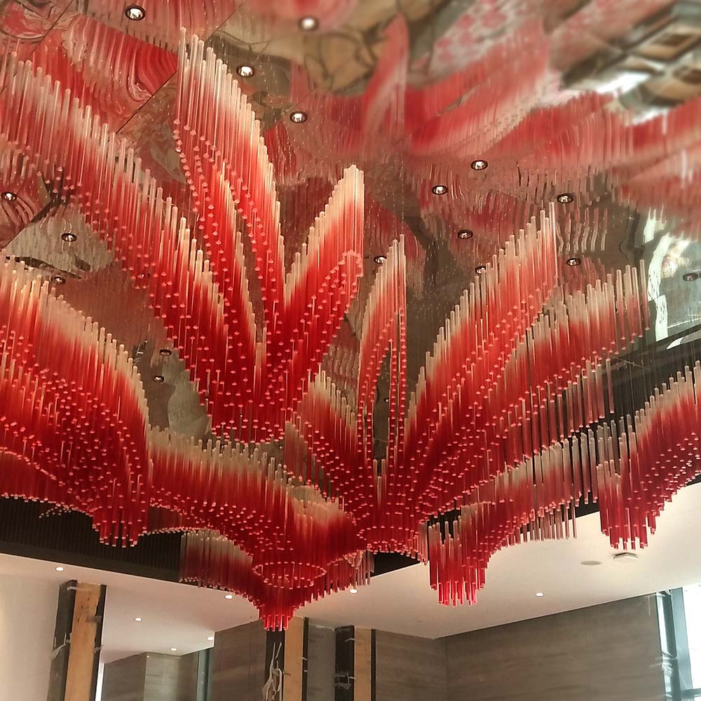 Wedding Hall High-End Custom Glass Art Installation Lighting