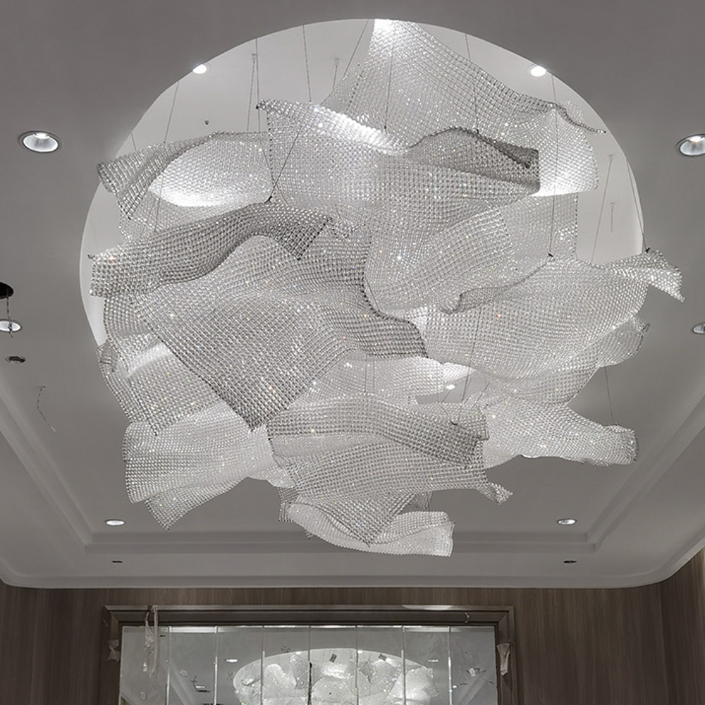 High-end custom crystal woven flower-shaped chandelier for the club