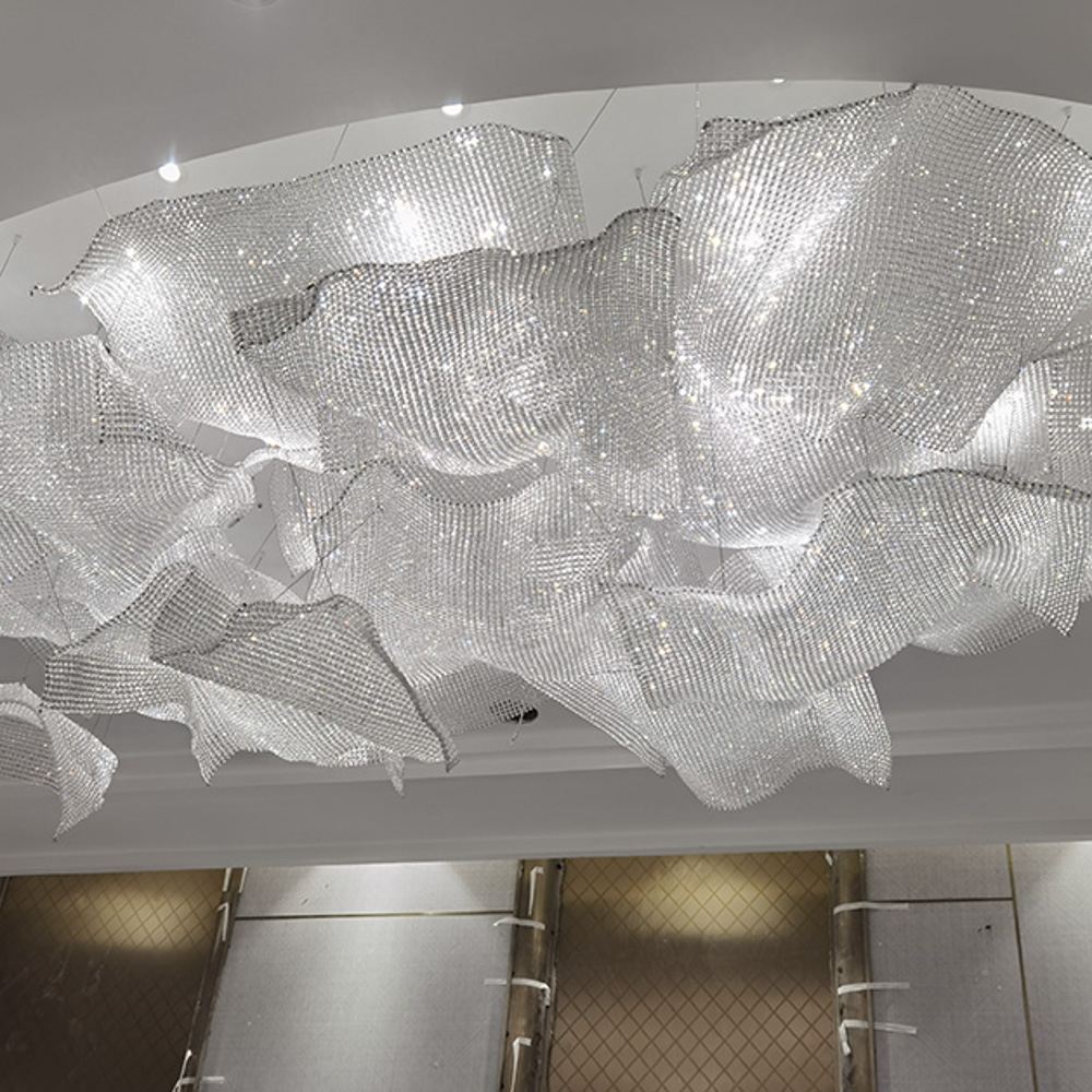 High-end custom crystal woven flower-shaped chandelier for the club