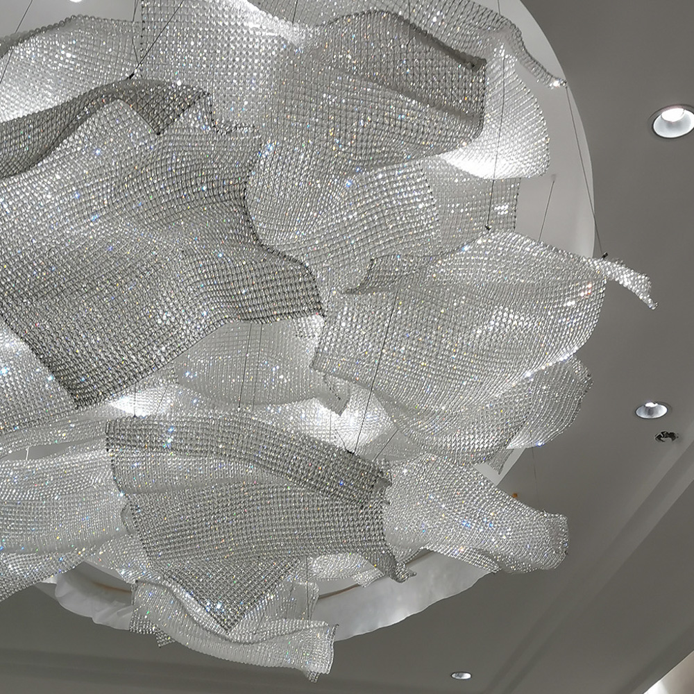 High-end custom crystal woven flower-shaped chandelier for the club