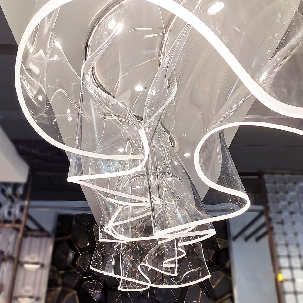 Customized large transparent acrylic art design restaurant chandelier