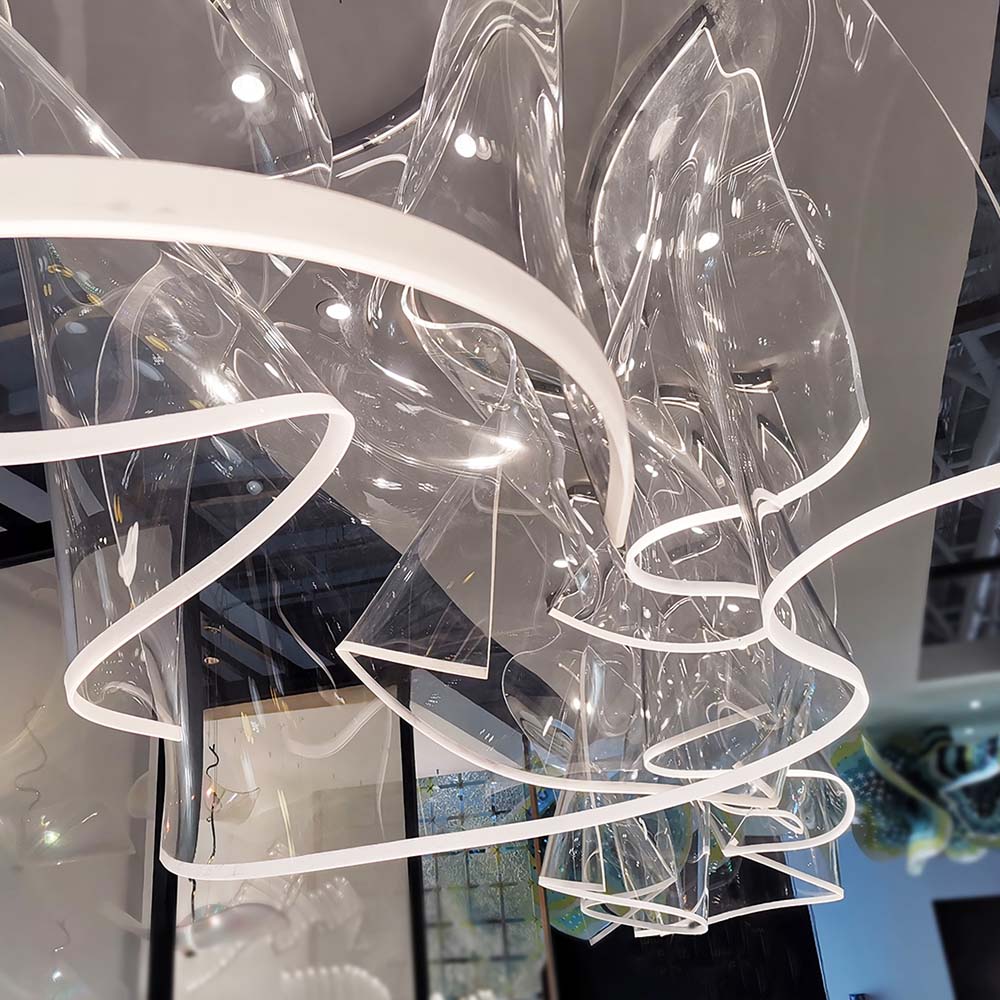 Customized large transparent acrylic art design restaurant chandelier