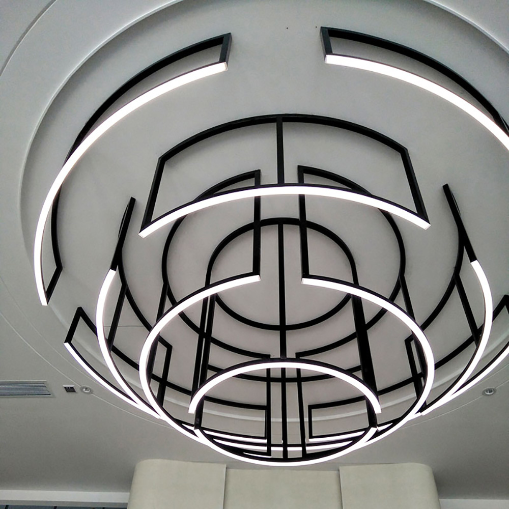 Simple design stainless steel round chandelier for hotel villa lobby