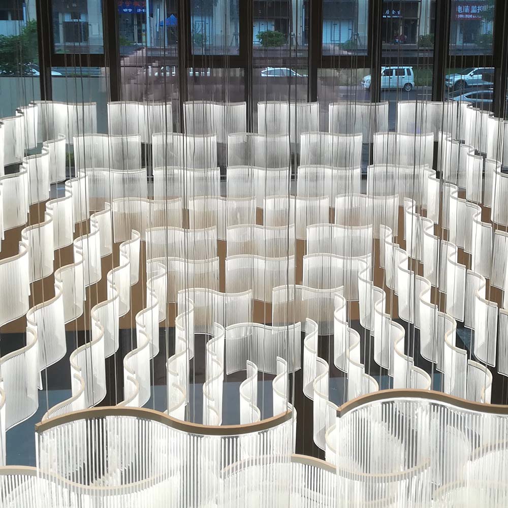 Decorative chandelier acrylic wave shape for hotel lobby