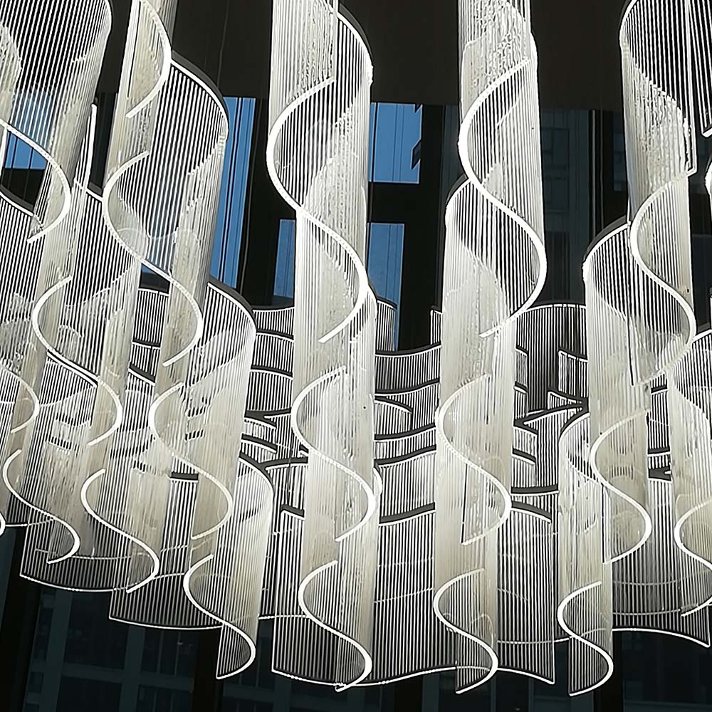 Decorative chandelier acrylic wave shape for hotel lobby