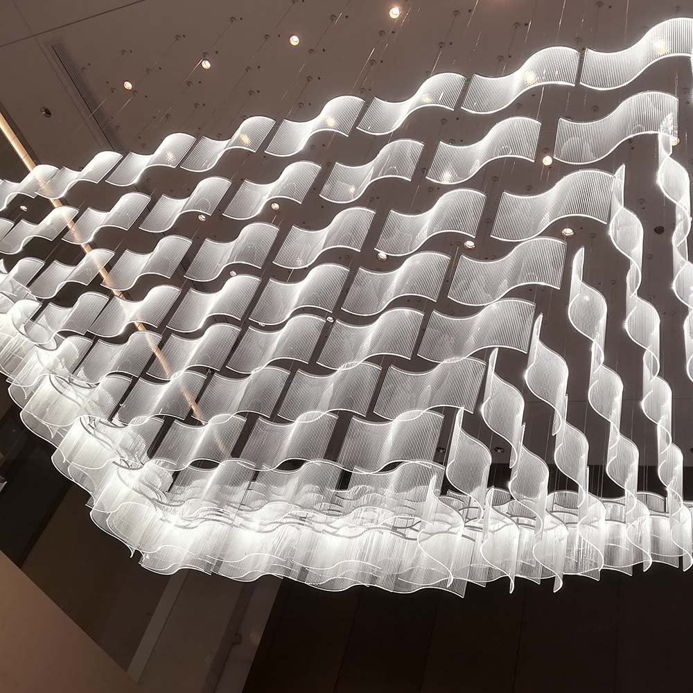 Decorative chandelier acrylic wave shape for hotel lobby