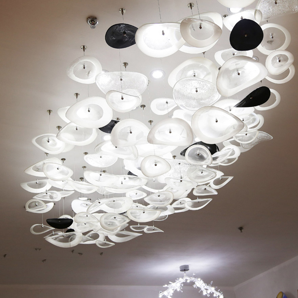 Unique design flower shape custom acrylic chandelier for home villa hotel