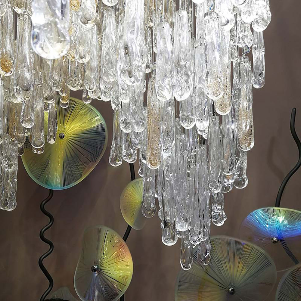 Artistic design glass water drop chandelier wedding hotel lobby custom chandelier
