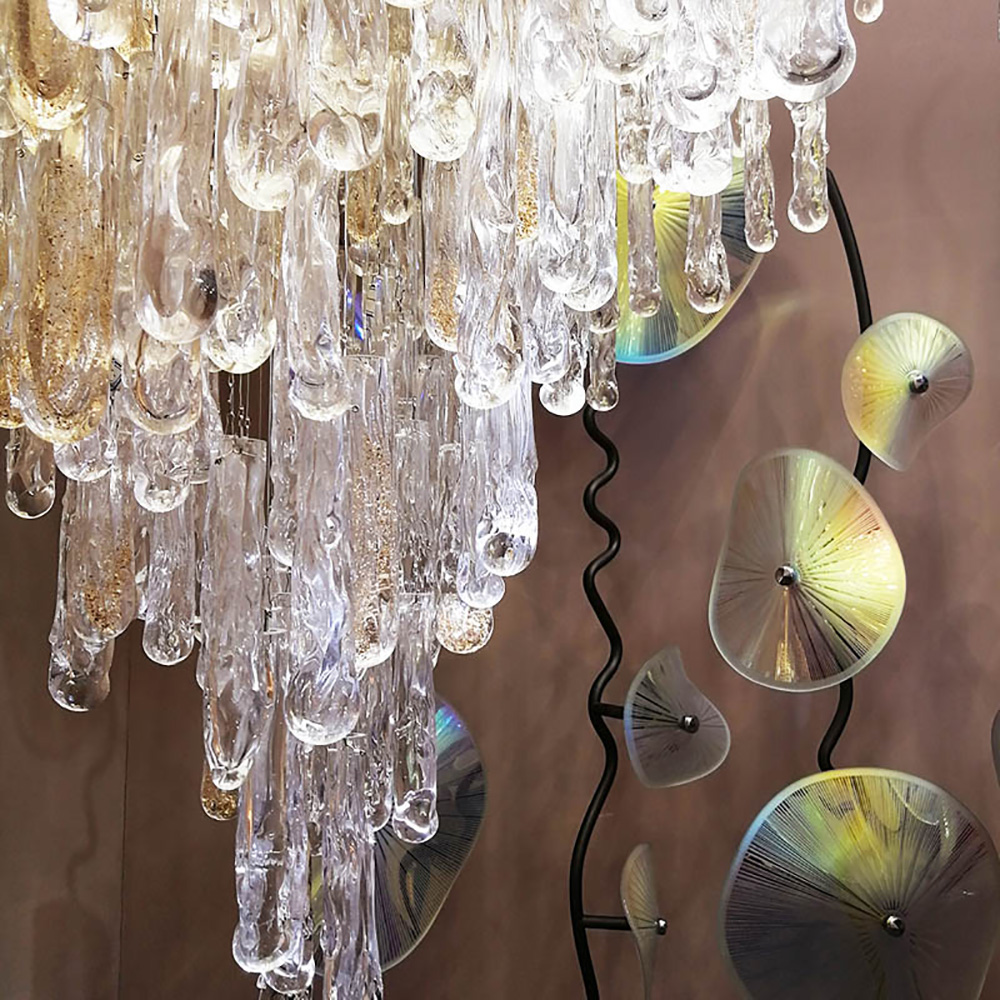 Artistic design glass water drop chandelier wedding hotel lobby custom chandelier