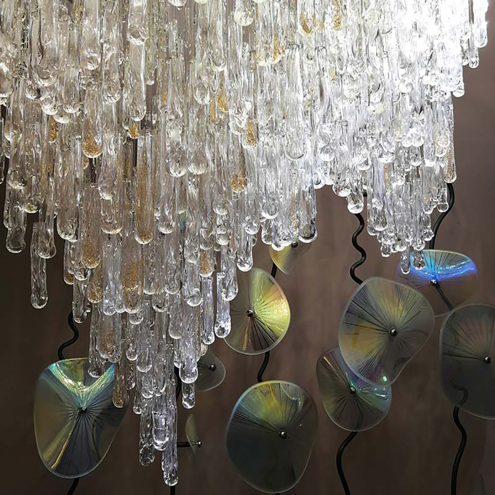 Artistic design glass water drop chandelier wedding hotel lobby custom chandelier