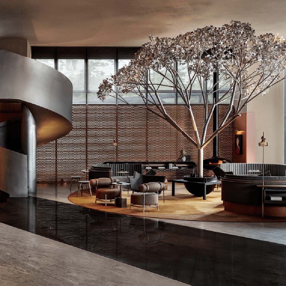 Custom shaped floor lamps for public area decoration