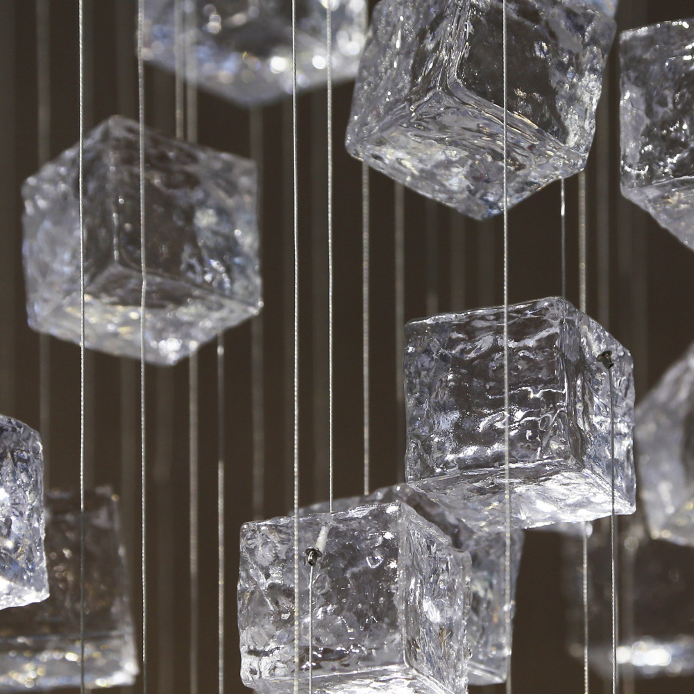 Modern design glass block chandelier art decoration chandelier for hotel villa wedding