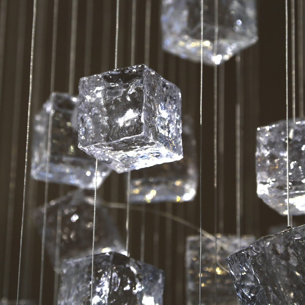 Modern design glass block chandelier art decoration chandelier for hotel villa wedding
